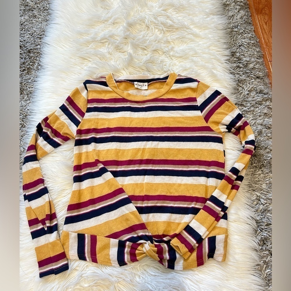 Multicolor Striped Tie Front Top